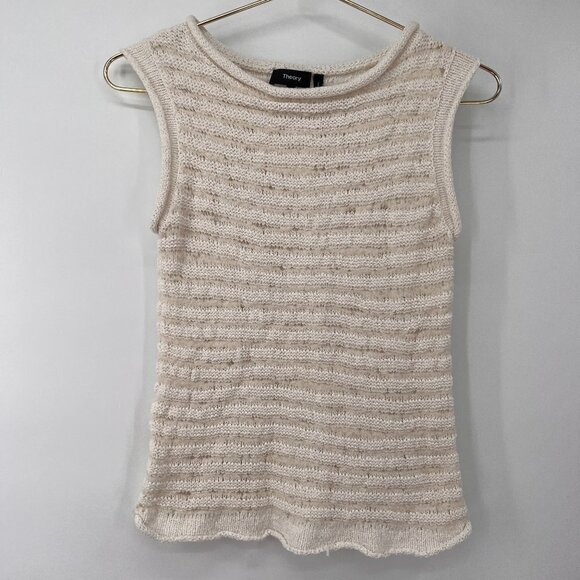 Theory Blend Of Alpaca And Wool Pullover Scoop Neck Striped Sweater Top - Picture 1 of 6